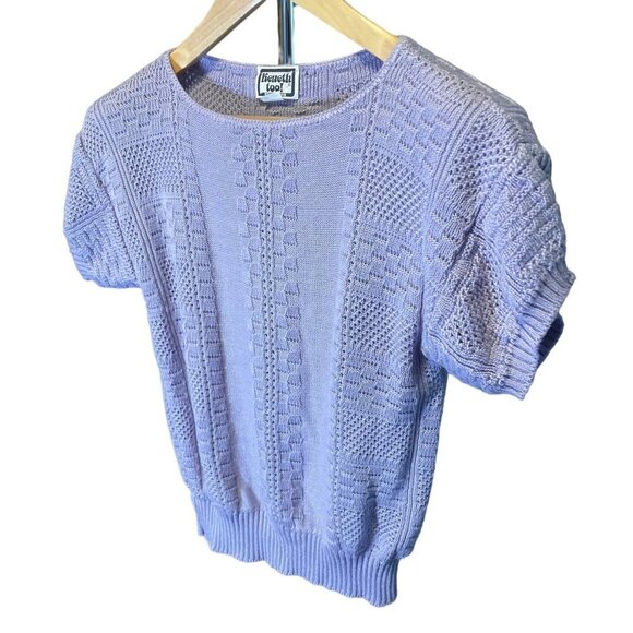 Vintage 90s Keneth Too Purple Short Sleeved Pullover Sweater Sz M - Picture 3 of 9